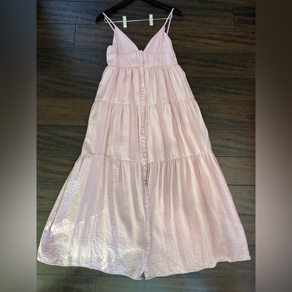 Spaghetti Strap Maxi / Midi Dress, Pink, Small